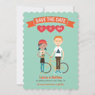 Invitation Mariage de portrait en couple de dessin illustré