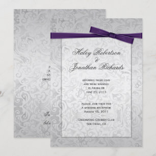 Invitation Mariage de post- de surcouche d'argent avec ruban 