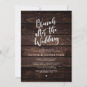 Invitation Mariage de poste, Brunch après mariage, Bois rusti
