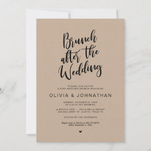 Invitation Mariage de poste, Brunch après mariage, Brown Kraf