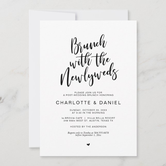 Invitation Mariage de poste, Brunch avec les jeunes mariés, B (Devant)