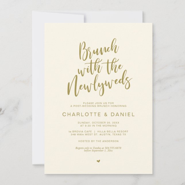 Invitation Mariage de poste, Brunch avec les jeunes mariés, e (Devant)