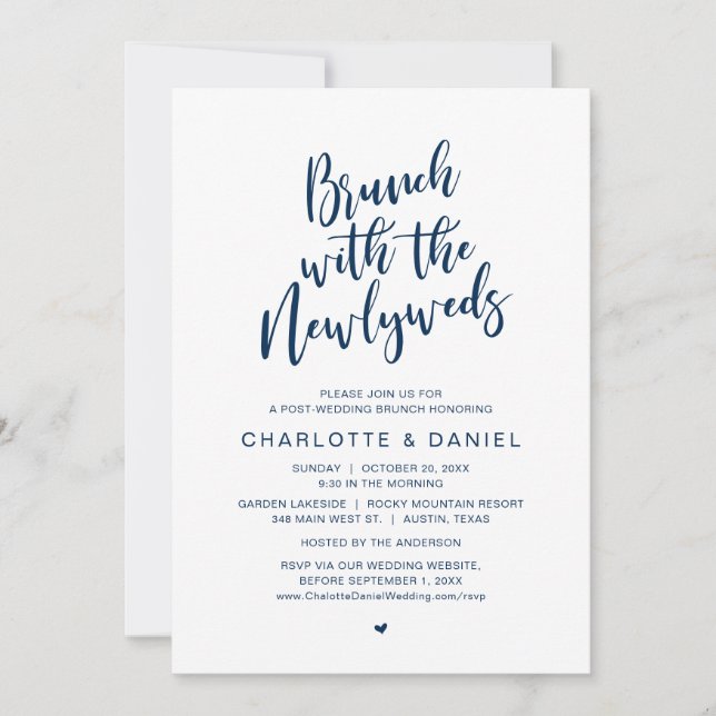 Invitation Mariage de poste, Brunch avec les jeunes mariés, E (Devant)