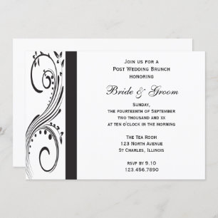 Invitation Mariage de poste Brunch noir et blanc