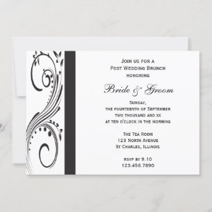 Invitation Mariage de poste Brunch noir et blanc