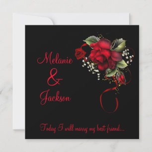 Invitation Mariage de poste de Blood Red Roses