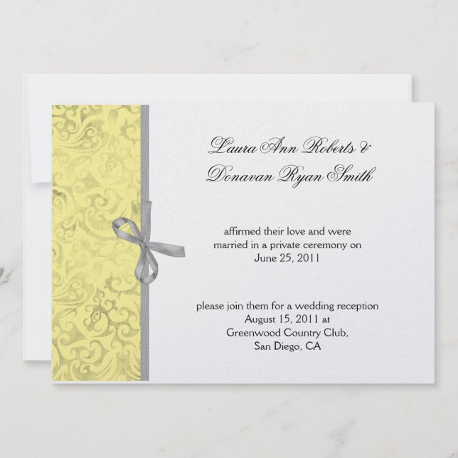 Invitation Mariage de poste gris jaune blanc (Devant)