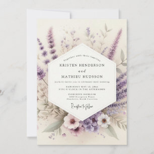 Invitation Mariage de prairie à l'aquarelle lavande