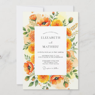 Invitation Mariage de Prairie d'Été Ensoleillée Orange