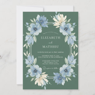 Invitation Mariage de Prairie Florissante Vert Sauge
