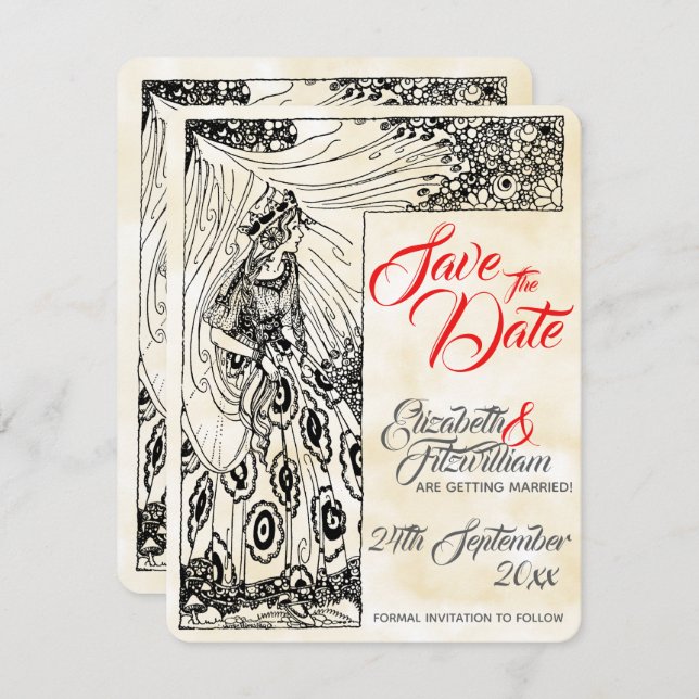 Invitation Mariage de Princesse de Conte de Fées Enregistrer  (Devant / Derrière)