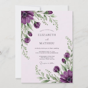 Invitation Mariage de printemps à efflorescence violette