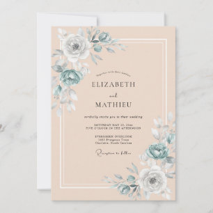 Invitation Mariage de printemps aquarelle pêche luxuriante