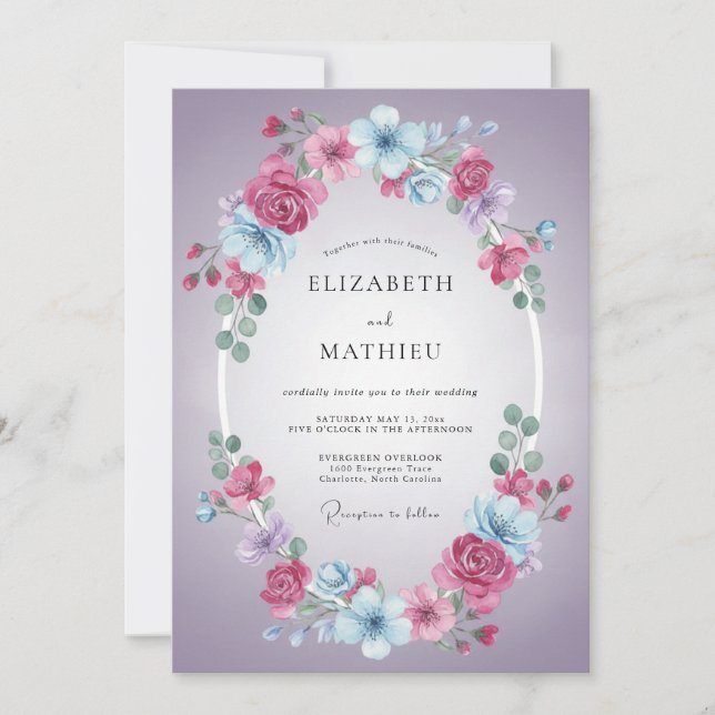 Invitation Mariage de printemps au lavande divin (Devant)