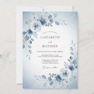 Invitation Mariage de printemps aux fleurs bleues