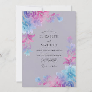 Invitation Mariage de printemps aux fleurs de lavande en fleu