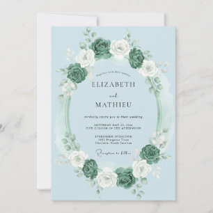 Invitation Mariage de printemps bleu poudré tranquille