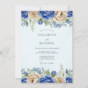 Invitation Mariage de printemps bleu royal séduisant