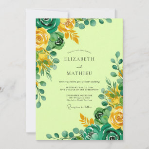 Invitation Mariage de printemps botanique vert citron luxuria