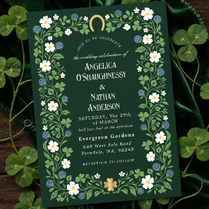 Invitation Mariage de printemps délicat à motif de trèfle flo