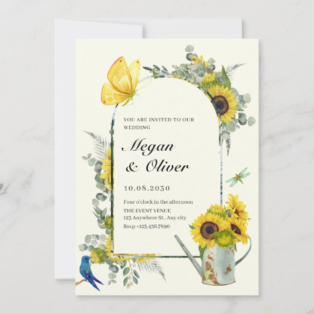 Invitation Mariage de printemps des fleurs de soleil (Devant)