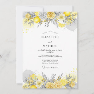Invitation Mariage de printemps distingué sur ardoise jaune
