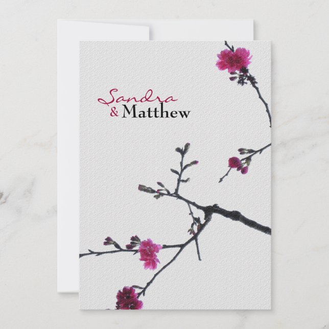 Invitation Mariage de printemps Double Bonheur/Mariage chinoi (Devant)