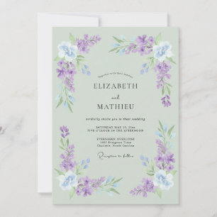 Invitation Mariage de printemps en cascade vert sauge
