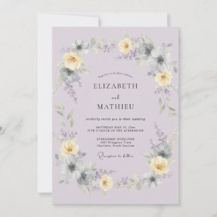 Invitation Mariage de printemps enchantant jaune lavande