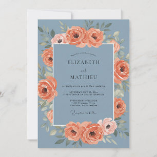 Invitation Mariage de printemps enchanteur bleu poussiéreux