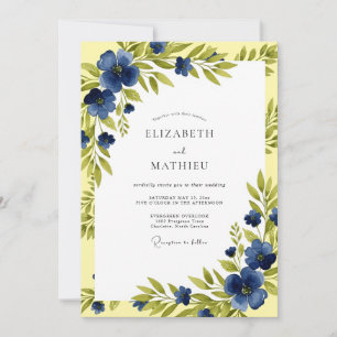 Invitation Mariage de printemps ensoleillé bleu marine