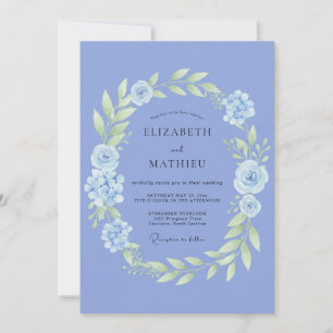 Invitation Mariage de printemps éthéré bleu barbeau