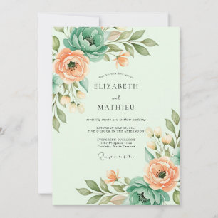 Invitation Mariage de printemps éthéré vert menthe