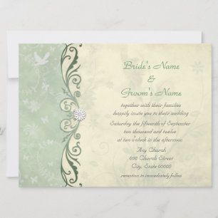 Invitation Mariage de printemps fleuri jaune et vert doux