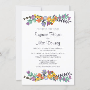 Invitation Mariage de printemps floral brillant