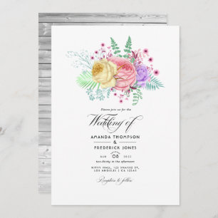 Invitation Mariage de printemps floral rustique