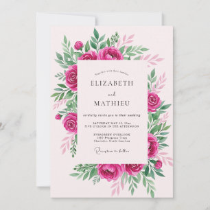 Invitation Mariage de printemps gracieux rose chaud