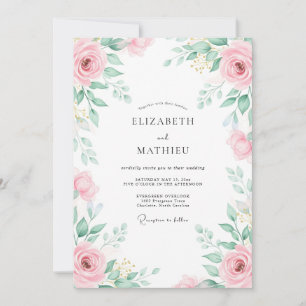 Invitation Mariage de printemps intemporel rose pétale
