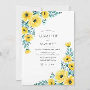 Invitation Mariage de printemps jaune sarcelle joyeux
