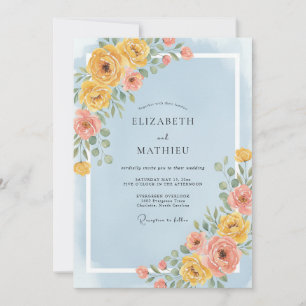 Invitation Mariage de printemps joyeux bleu clair