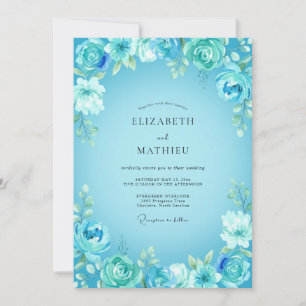 Invitation Mariage de printemps lumineux turquoise