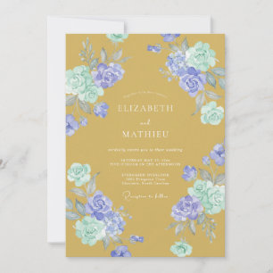 Invitation Mariage de printemps luxuriant jaune moutarde