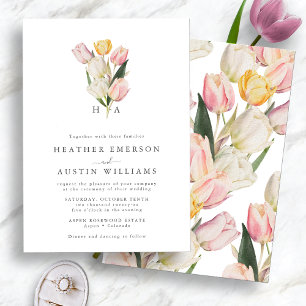 Invitation Mariage de printemps monogramme