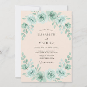 Invitation Mariage de printemps opulent vert menthe