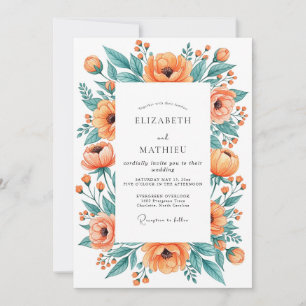 Invitation Mariage de printemps orange ravissant