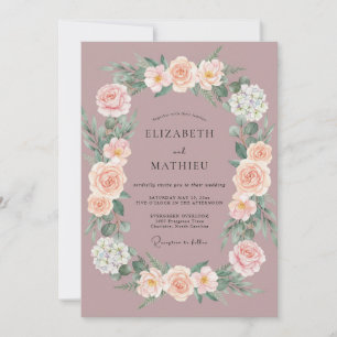 Invitation Mariage de printemps orné de rose poussiéreuse