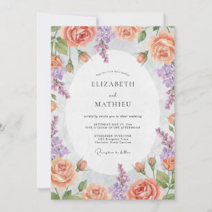 Invitation Mariage de printemps poli Abricot