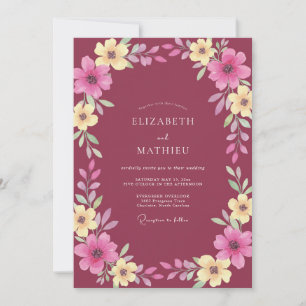 Invitation Mariage de printemps radieux bordeaux
