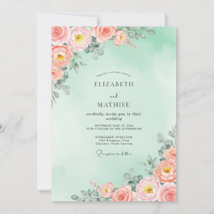 Invitation Mariage de printemps radieux pêche écume de mer