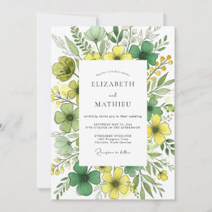 Invitation Mariage de printemps radieux vert émeraude